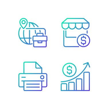 İş geliştirme gradyan doğrusal vektör simgeleri ayarlandı