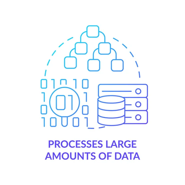 Processos grandes quantidades de dados ícone conceito gradiente azul — Vetor de Stock
