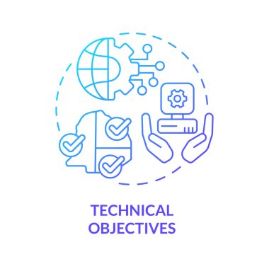 Teknik hedefler mavi gradyan konsept simgesi
