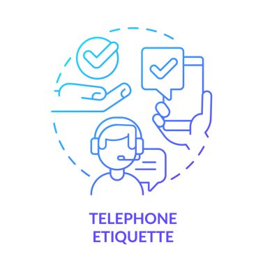 Telephone etiquette blue gradient concept icon clipart