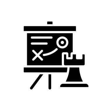 İş stratejisi siyah kabartma simgesi