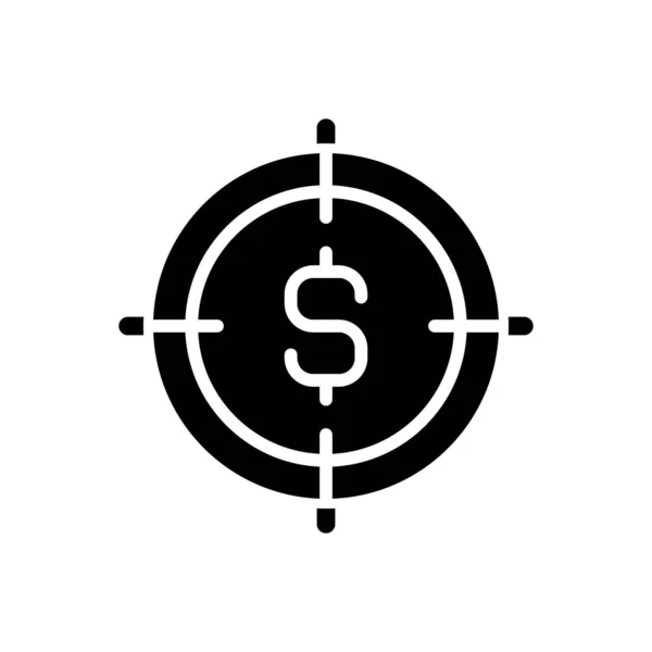 Objectivo financeiro ícone do glifo negro — Vetor de Stock