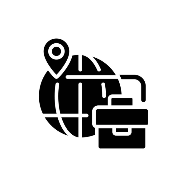 Business trip black glyph icon — Stockový vektor