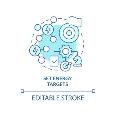 Enerji hedeflerini turkuaz konsept simgesini ayarla
