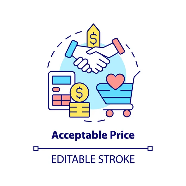 Icône de concept de prix acceptable — Image vectorielle