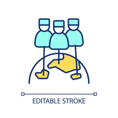 Doktorların uluslararası işbirliği RGB renk simgesi
