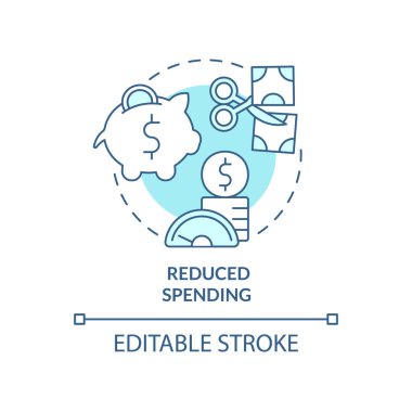 Tükenmiş turkuaz konsept simgesi. Dengeli bütçe gereksinimi soyut fikir ince çizgi çizimi. İzole bir taslak çizim. Düzenlenebilir felç. Arial, Myriad Pro-Kalın yazı tipleri