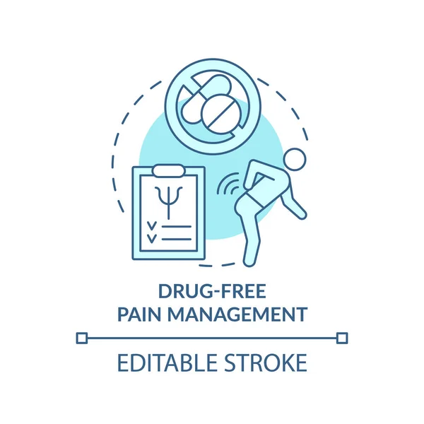 Drug Free Pain Management Turquoise Concept Icon Non Pharmacological Methods — Archivo Imágenes Vectoriales