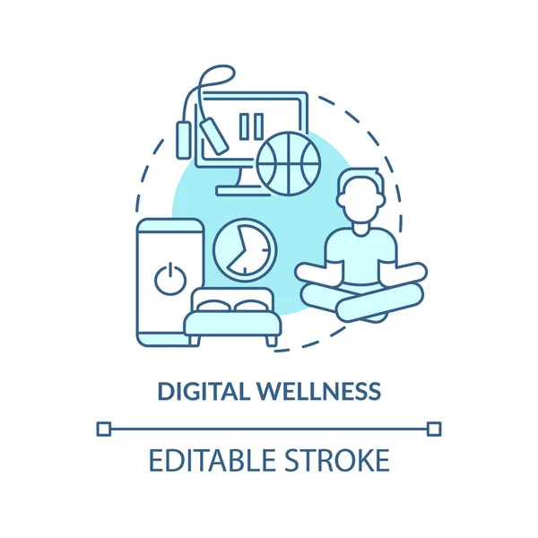 Digital Wellness Turquoise Concept Icon Life Social Media Mental Health — Stockvector