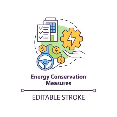 Enerji korunumu kavram simgesini ölçer. Enerji kaynağı planı soyut fikir ince çizgi çizimi. Operasyonel faydalar. İzole bir taslak çizim. Düzenlenebilir felç. Arial, Myriad Pro-Kalın yazı tipleri