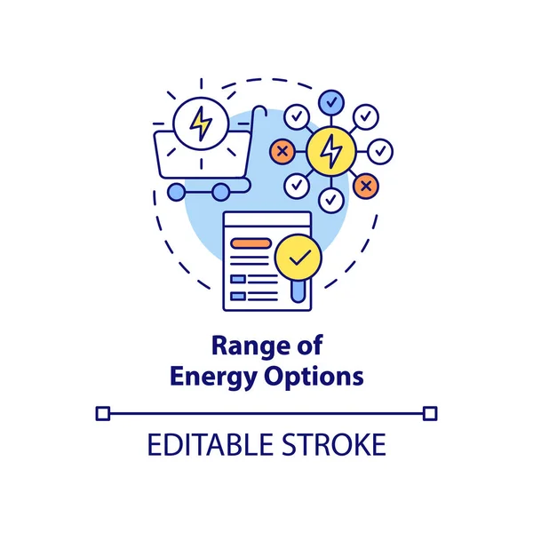 Gamma Opzioni Energetiche Concetto Icona Strategia Energetica Componente Chiave Idea — Vettoriale Stock