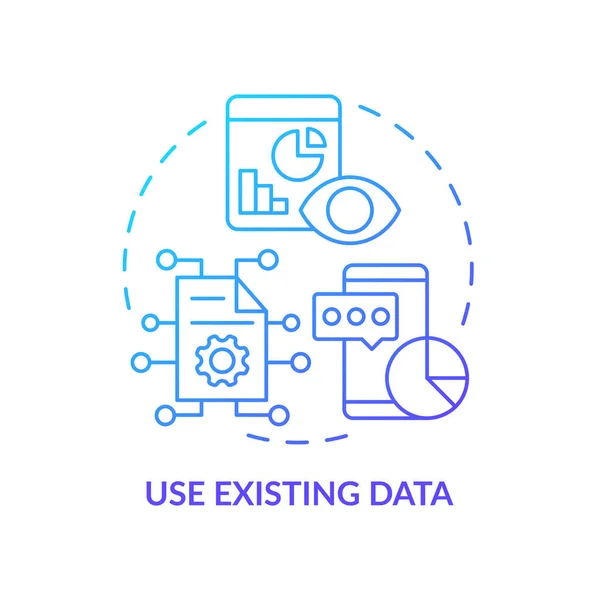 Use Existing Data Blue Gradient Concept Icon Marketing Research Identifying — Stockvektor