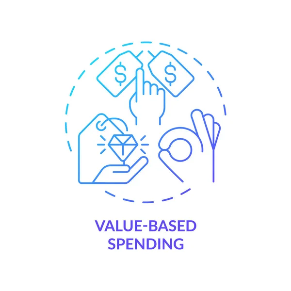 Wertorientierte Ausgaben Blaues Gradienten Konzept Symbol Einkaufen Und Einkaufen Kundenverhalten — Stockvektor