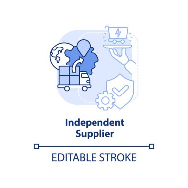 Bağımsız tedarikçi mavi ışık konsepti simgesi. Enerji stratejisi kısmı soyut fikir ince çizgi çizimi. Elektrik al. İzole bir taslak çizim. Düzenlenebilir felç. Arial, Myriad Pro-Kalın yazı tipleri