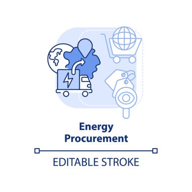 Enerji tedarik mavi ışık konsepti ikonu. Stratejik enerji planı soyut fikir ince çizgi çizimi. İhtiyaçlarını karşıla. İzole bir taslak çizim. Düzenlenebilir felç. Arial, Myriad Pro-Kalın yazı tipleri