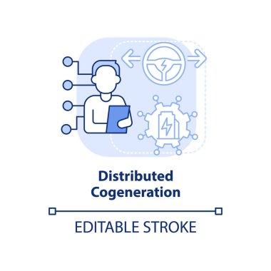Dağıtılmış mavi ışık konsepti ikonu. Başarılı enerji yönetimi soyut fikir ince çizgi çizimi. İzole bir taslak çizim. Düzenlenebilir felç. Arial, Myriad Pro-Kalın yazı tipleri
