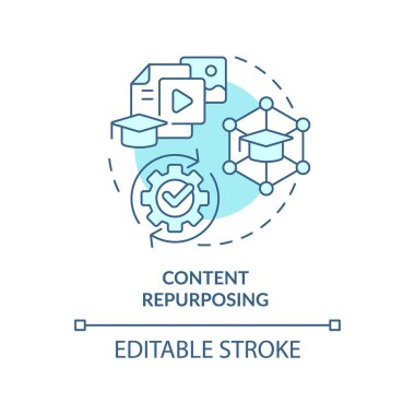 İçerik değiştiren turkuaz konsept simgesi. Beceri geliştirme eğilimi soyut fikir ince çizgi çizimi. İzole bir taslak çizim. Düzenlenebilir felç. Arial, Myriad Pro-Kalın yazı tipleri