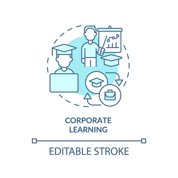 Icono Del Concepto Aprendizaje Corporativo Turquesa Últimas Habilidades Demanda Desarrollo — Vector de stock
