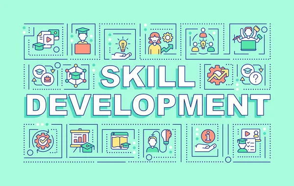 Skill Development Word Concepts Mint Banner Enhancing Student Proficiency Infographics — Stock vektor