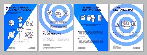 Como Melhorar Seu Modelo Brochura Azul Saúde Mental Métodos Autocuidado —  Vetores de Stock