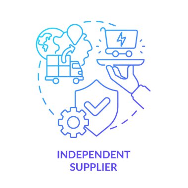 Bağımsız tedarikçi mavi gradyan konsept simgesi. Enerji stratejisi kısmı soyut fikir ince çizgi çizimi. Yenilenebilir elektrik al. İzole bir taslak çizim. Kullanılan sayısız Pro-Kalın yazı tipi