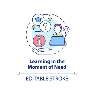 Konsept simgesine ihtiyaç duyar duymaz öğreniyorum. Soyut fikirleri, ince çizgi çizimlerini öğrenmek için en iyi beceri. Görev yeterliliğini arttır. İzole bir taslak çizim. Düzenlenebilir felç. Arial, Myriad Pro-Kalın yazı tipleri