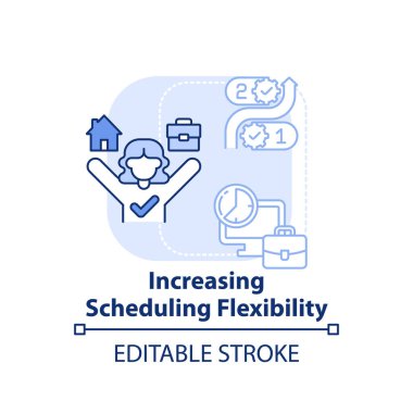 Açık mavi konsept ikonu zamanlaması artırılıyor. İş yerinde akıl sağlığı soyut fikir ince çizgi çizimi. İzole bir taslak çizim. Düzenlenebilir felç. Arial, Myriad Pro-Kalın yazı tipleri