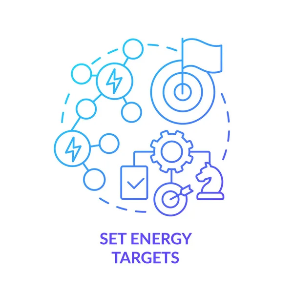 Stel Energie Doelen Blauw Gradiënt Concept Icoon Energie Strategie Abstract — Stockvector