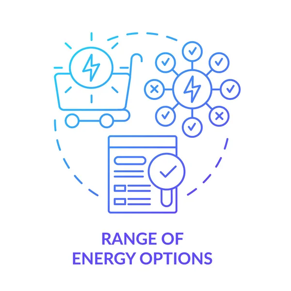 Räckvidd Energialternativ Blå Gradient Koncept Ikon Energi Strategi Nyckel Komponent — Stock vektor