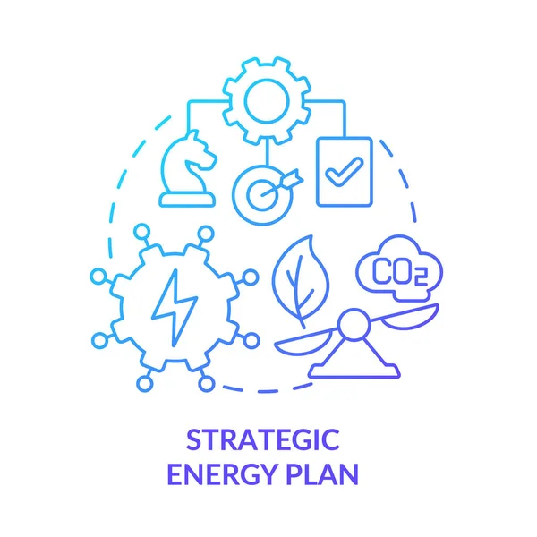 Strategisk Energiplan Blå Gradient Koncept Ikon Bygga Energistrategi Abstrakt Idé — Stock vektor