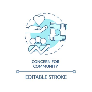 Concern for community turquoise concept icon. Cooperative principle abstract idea thin line illustration. Sustainability. Isolated outline drawing. Editable stroke. Arial, Myriad Pro-Bold fonts used