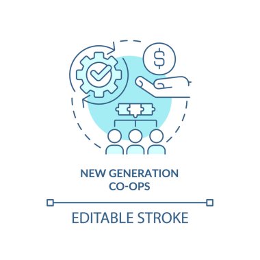 Yeni nesil turkuaz konsept ikonu. Katma değer sunan ürünler soyut fikir ince çizgi çizimi. İzole bir taslak çizim. Düzenlenebilir felç. Arial, Myriad Pro-Kalın yazı tipleri