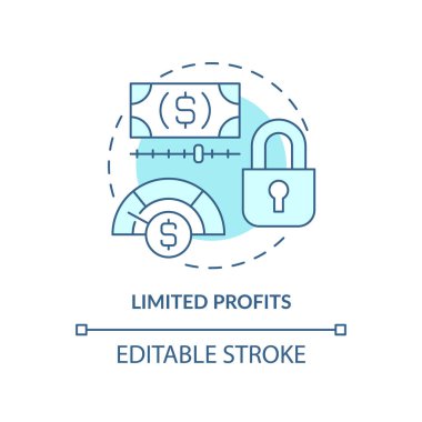 Kısıtlı kâr turkuvaz konsept ikonu. Kooperatif toplum dezavantajlı soyut fikir ince çizgi çizimi. İzole bir taslak çizim. Düzenlenebilir felç. Arial, Myriad Pro-Kalın yazı tipleri