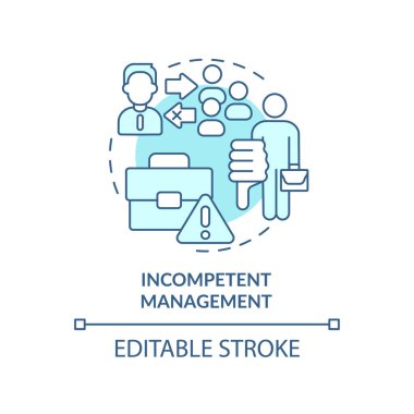 Yetersiz yönetim turkuaz konsept simgesi. Kooperatif toplum soyut fikir ince çizgi çizimi. İzole bir taslak çizim. Düzenlenebilir felç. Arial, Myriad Pro-Kalın yazı tipleri