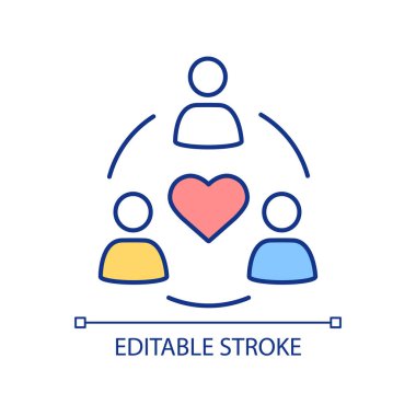 Sharing common interest RGB color icon. Study group. Circle of friends. Having shared passion. Isolated vector illustration. Simple filled line drawing. Editable stroke. Arial font used