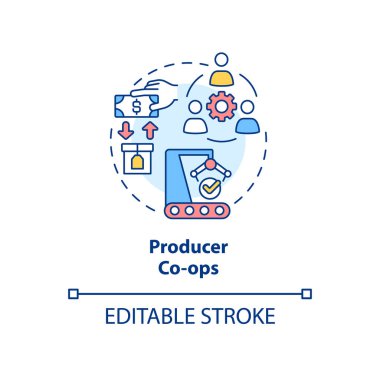 Yapımcı kooperatif konsepti ikonu. Benzer ürün üretimi soyut fikir ince çizgi çizimi. Daha iyi fiyatlandırma elde etmek. İzole bir taslak çizim. Düzenlenebilir felç. Arial, Myriad Pro-Kalın yazı tipleri