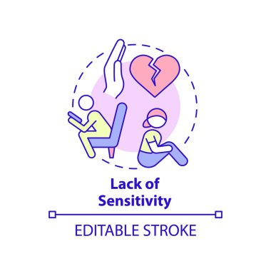 Duyarlılık kavramı ikonu eksikliği. İşlevsiz ailelerin özelliği soyut fikirler ince çizgi çizimi. İzole bir taslak çizim. Düzenlenebilir felç. Arial, Myriad Pro-Kalın yazı tipleri