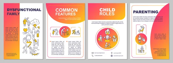 Dysfunctional Families Red Gradient Brochure Template Problems Abuse Leaflet Design — Stock vektor