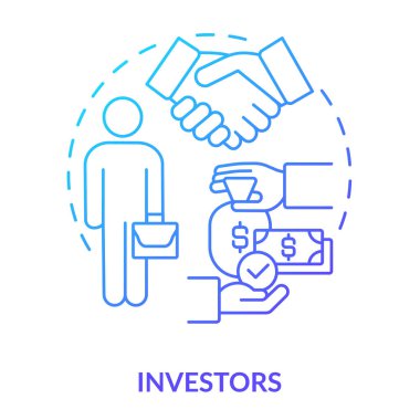 Investors blue gradient concept icon. Category of cooperative members abstract idea thin line illustration. Money investment and funding. Isolated outline drawing. Myriad Pro-Bold font used