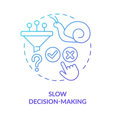 Slow decision-making blue gradient concept icon. Cooperative society drawback abstract idea thin line illustration. Weak organisation. Isolated outline drawing. Myriad Pro-Bold font used