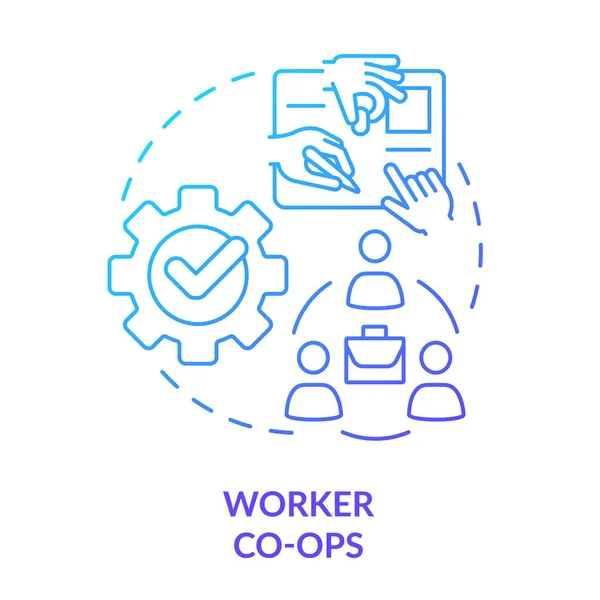 Cooperativas Trabajo Azul Gradiente Icono Concepto Contribución Laboral Idea Abstracta — Vector de stock