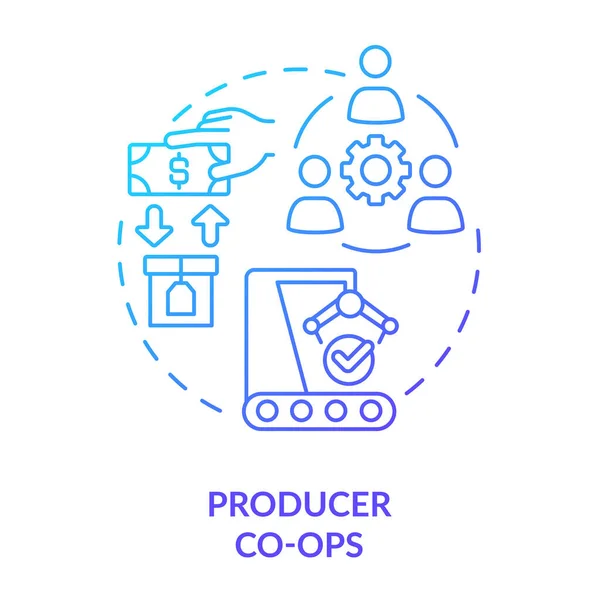Productor Coopera Azul Gradiente Icono Concepto Producción Bienes Similares Idea — Vector de stock