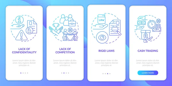 Ops Disadvantages Blue Gradient Onboarding Mobile App Screen Issues Walkthrough — Image vectorielle