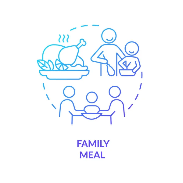 Family Meal Blue Gradient Concept Icon Having Dinner Family Members — стоковый вектор
