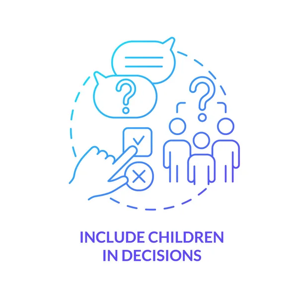 Include Children Decisions Blue Gradient Concept Icon Respect Kid Ideas — Stock Vector