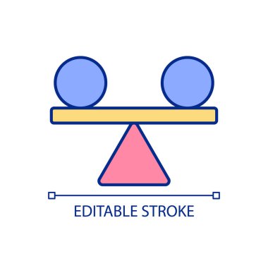 RGB renk simgesine ulaşılıyor. Finansal riskleri yönetmek. İstikrarlı bir hayata ulaşmak. Performansı arttırıyorum. İzole vektör çizimi. Basit bir çizgi çizimi. Düzenlenebilir felç. Kullanılan Arial yazı tipi