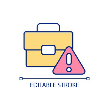 Görev arama sorunu RGB renk simgesi. İşçi sıkıntısı. İş bulma yarışması. Düşük maaşlı bir kariyer. Çalışanların cirosu. İzole vektör çizimi. Basit bir çizgi çizimi. Düzenlenebilir felç. Kullanılan Arial yazı tipi