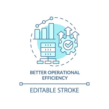 Daha iyi operasyonel etkinlik turkuaz konsept simgesi. Büyük veri işleme fayda soyut fikir ince çizgi illüstrasyon. İzole bir taslak çizim. Düzenlenebilir felç. Arial, Myriad Pro-Kalın yazı tipleri