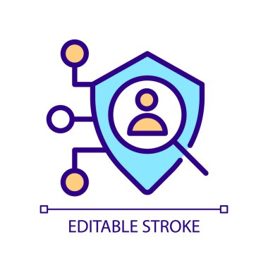 Erişim kontrol piksel mükemmel RGB renk simgesi. Data, kaynak güvenliği. Erişim kısıtlaması. Kullanıcı doğrulaması. İzole vektör çizimi. Basit bir çizgi çizimi. Düzenlenebilir felç. Kullanılan Arial yazı tipi