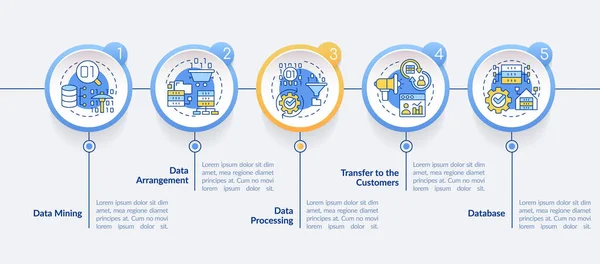 Collecting Processing Data Circle Infographic Template Data Visualization Steps Process — Stockvektor